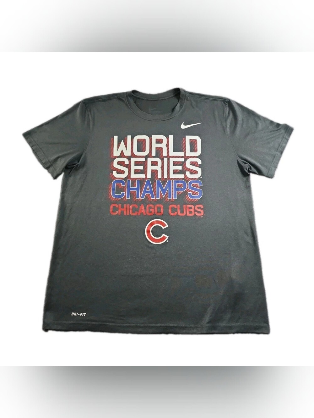 The Nike Tee Mens Size XL Gray Athletic Cut World Series Champs Chigo Cubs New